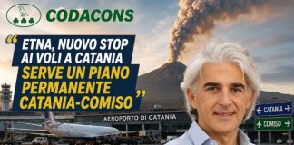 Etna, nuovo stop ai voli a Catania. Tanasi (Codacons): serve un piano permanente Catania-Comiso voli sospesi aeroporto Catania